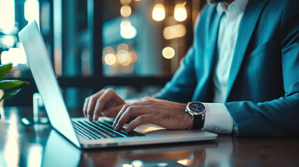 Wall Mural - business man , woman use Laptop working in office