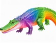 full-length crocodile with rainbow scales