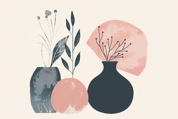 Wall Mural - simple minimalist illustration in pastel colors