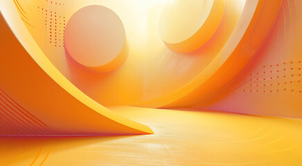 Poster - Peach yellow abstract geometric background. Generative AI.