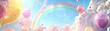 Dreamy candy rainbow and balloons fluffy clouds
