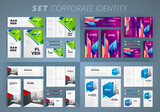 Fototapeta  - Set Corporate Identity template cover flyer, tri-fold, banner, roll up banner, business card