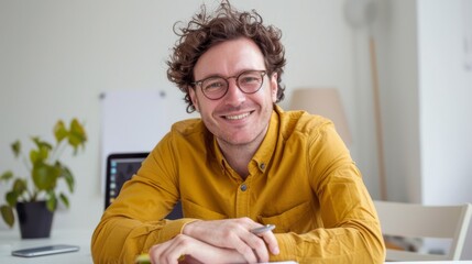 Poster - Smiling Man in Casual Office