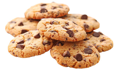 Wall Mural - chocolate chip cookies isolated on a transparent background. PNG