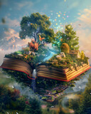 Fototapeta  - world book day design - A magic fairy book