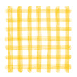 Yellow watercolor plaid illustration. Buffalo check, checked, chequered geometrical square background, watercolour stains. Hand brush drawn doodle style transparent crossing wide stripes texture.