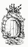 Fototapeta Paryż - Hand drawn illustration of a door