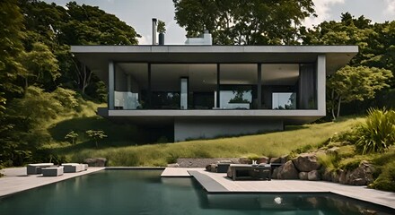 Wall Mural - Modern house on an island.