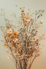 Sticker - A bouquet of wildflowers, rendered in the cottagecore aesthetic, where pastel tones dominate.