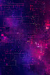 A colorful, abstract image of a galaxy with a purple background