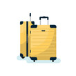 Isolated yellow suitcases set. Luggage vector illustration