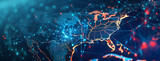 Fototapeta  - America map, Abstract digital map Abstract digital map of America, concept of American global network and connectivity, data transfer and cyber technology, Ai