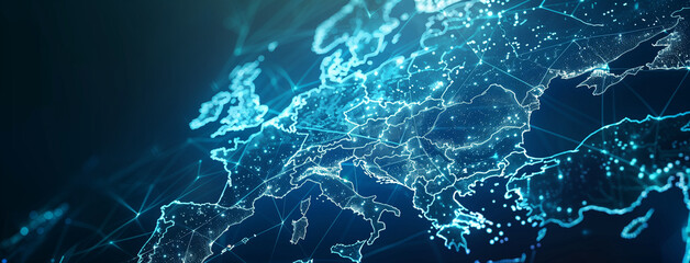 background with waves, world map abstract digital map of western europe, concept of european global 