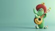 cactus in sombrero plays banjo