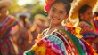 Mexican girl dances in traditional bright dress