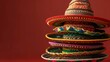 stack of sombreros with bright pattern