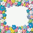 © MUS_GRAPHIC - Floral patterns around edges. Beautiful background with delicate plants blooming at edges on white backdrop. Horizontal border with pastel spring summer flowers
