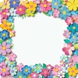 © MUS_GRAPHIC - Floral patterns around edges. Beautiful background with delicate plants blooming at edges on white backdrop. Horizontal border with pastel spring summer flowers
