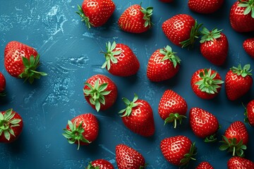 Wall Mural - Strawberries background, summer concept