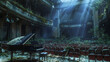 Abandoned Theater with Piano and Overgrown Nature
