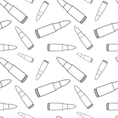 Wall Mural - Line art bullets pattern. Black and white seamless background.