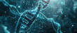 DNA helix strand merging with technological tendrils, bio-tech medical concept