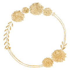 Png floral round frame gold effect