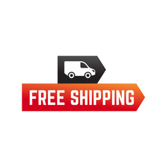 Free delivery shipping icon, home express deliver service vector label with fast car truck.