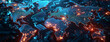 © PixxStudio - Global economic trend analysis Business growth and asset investment chart business and Finance, World map made of glowing neon, network and connectivity, data transfer and technology, earth, world, Ai