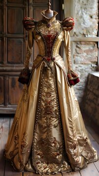 Beautiful gold Elegant Dress with Intricate Details