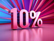 Beautiful 3D number 10% on a gradient background