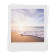 Aesthetic beach png sticker, Summer instant photo on transparent background