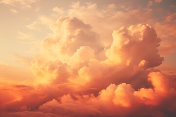 Wall Mural - Orange Sunset sky with clouds, wallpaper background, lofi aesthetic vibe 