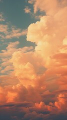 Wall Mural - Orange Sunset sky with clouds, wallpaper background, lofi aesthetic vibe 