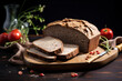 rye grain bread, black bread, beautiful background, close