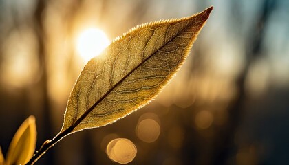 Wall Mural - A whimsical close-up of a wisteria leaf, capturing its delicate silhouette against a backdrop