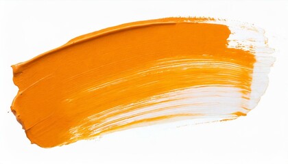 Wall Mural - Hand painted stroke of orange paint brush isolated on white background