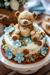 celebration birthday cake in the form of a bear for children's holiday