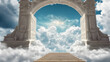 the gateway to heaven against the sunny clouds. Happy ending.