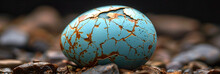 A Blue Egg With A Cracked Shell On It,
A Blue Egg With A Broken Shell And The Word Egg On It
