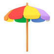 Png  beach umbrella sticker, 3D rendering, transparent background