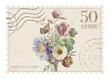 PNG Vintage postage stamp, flower from William van Leen artwork, ripped paper transparent background. Remixed by rawpixel.