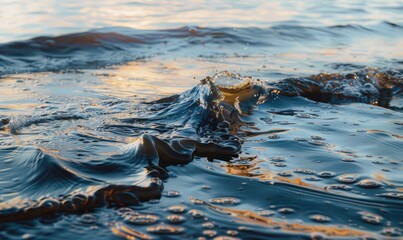 Wall Mural - Oil slick spreading across the surface of the ocean