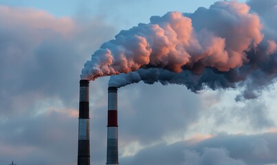 Smoke rising from a waste incineration facility, air pollution