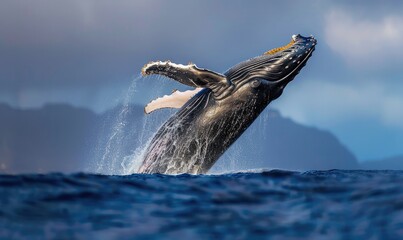 Sticker - A humpback whale breaching the surface of the ocean