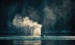 © TheoTheWizard - A serene scene of a gray whale spouting mist into the air as it surfaces