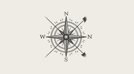 a simple line drawing of an old-fashioned compass rose, with north and south depicted by arrows on t