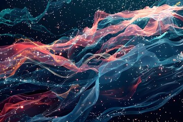 Wall Mural - A colorful, swirling galaxy of stars and nebulae. The colors are vibrant and the shapes are fluid, creating a sense of movement and energy. The image evokes a feeling of wonder and awe at the vastness