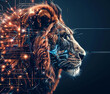 cybernetics lion head robotics metallic, futuristic