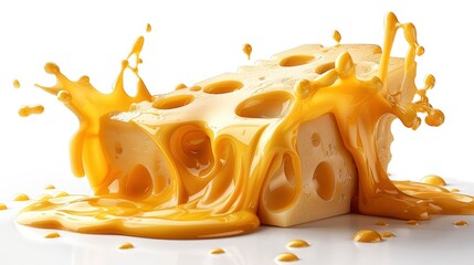 splash of cheese with drip and melting sauce splashing isolated on transparent jpeg background cheese slice with liquid swirl ingredients for making foodillustration